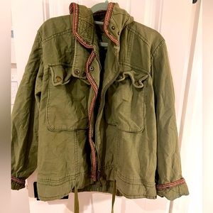 Free People Army Green Jacket Size Large cropped